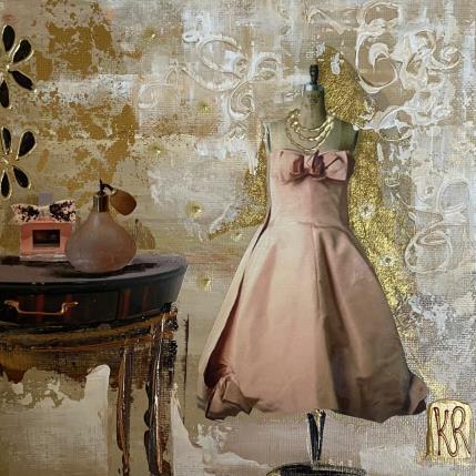 Peinture Le rose de tes joues  par Romanelli Karine | Tableau Figuratif Acrylique, Collage, Feuille d'or, Pastel, Posca Mode, Scènes de vie