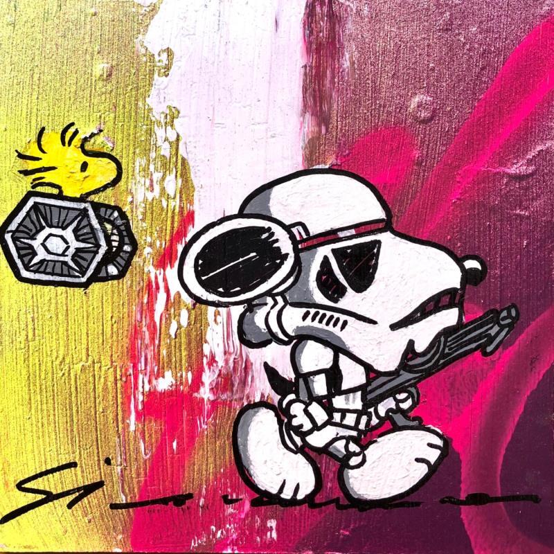 Gemälde SNOOPY STAR WARS von Mestres Sergi | Gemälde Pop-Art Pop-Ikonen Graffiti Acryl