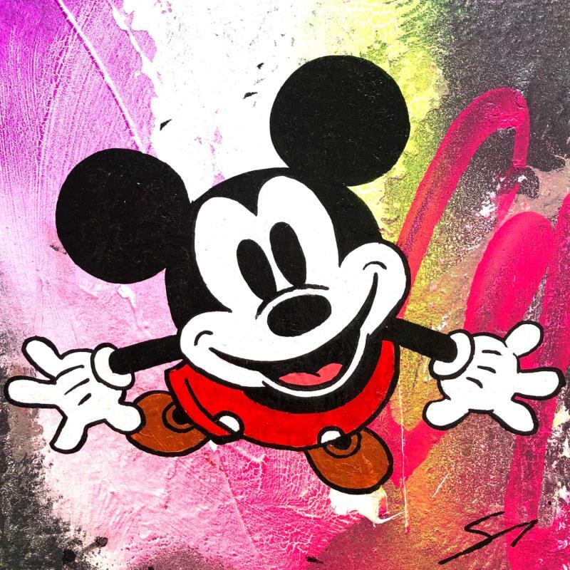 Gemälde MICKEY IS HERE von Mestres Sergi | Gemälde Pop-Art Pop-Ikonen Graffiti Acryl