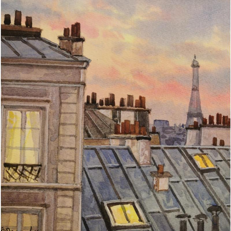 Gemälde Paris Montmartre von Decoudun Jean charles | Gemälde Figurativ Aquarell Pop-Ikonen, Urban