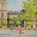 Painting Paris Les jardins by Decoudun Jean charles | Painting Figurative Urban Watercolor