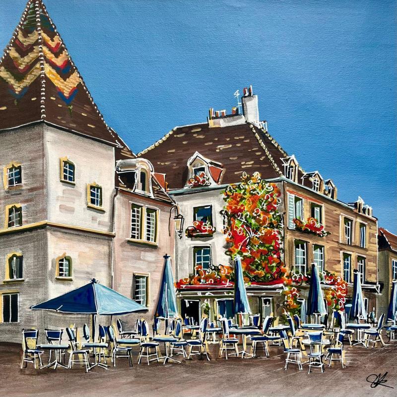 Peinture Les terrasses de Dijon par Touras Sophie-Kim  | Tableau Réalisme Huile Natures mortes