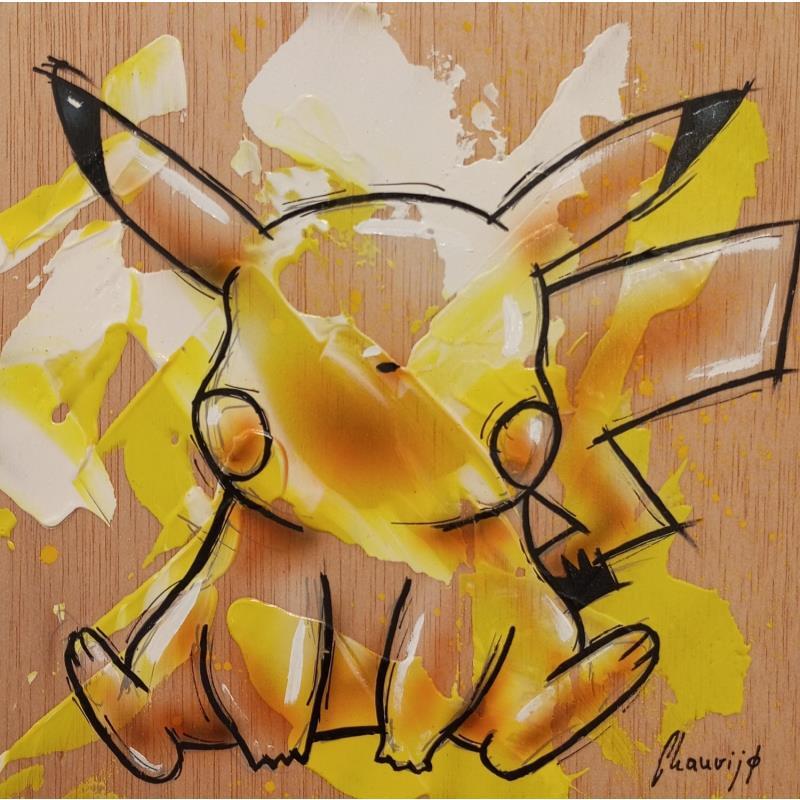 Peinture Yellow P par Chauvijo | Tableau Pop-art Animaux Graffiti Acrylique Résine