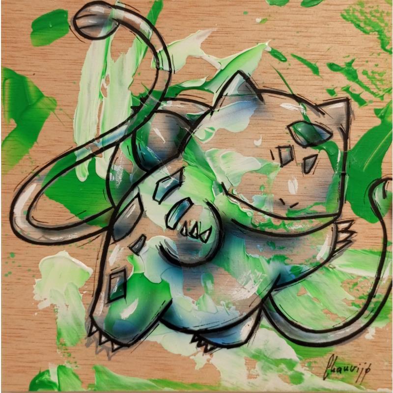 Painting Green B by Chauvijo | Painting Pop-art Animals Graffiti Acrylic Resin