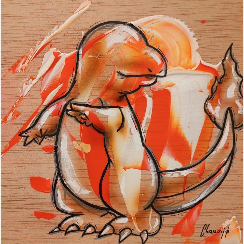 Gemälde Orange C von Chauvijo | Gemälde Pop-Art Tiere Graffiti Acryl Harz