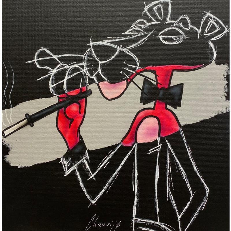 Gemälde Smoking von Chauvijo | Gemälde Pop-Art Kino Pop-Ikonen Kinder Graffiti Acryl Harz