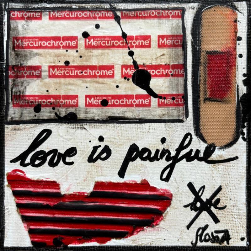 Painting love is painful by Costa Sophie | Painting Pop-art Acrylic Gluing Upcycling