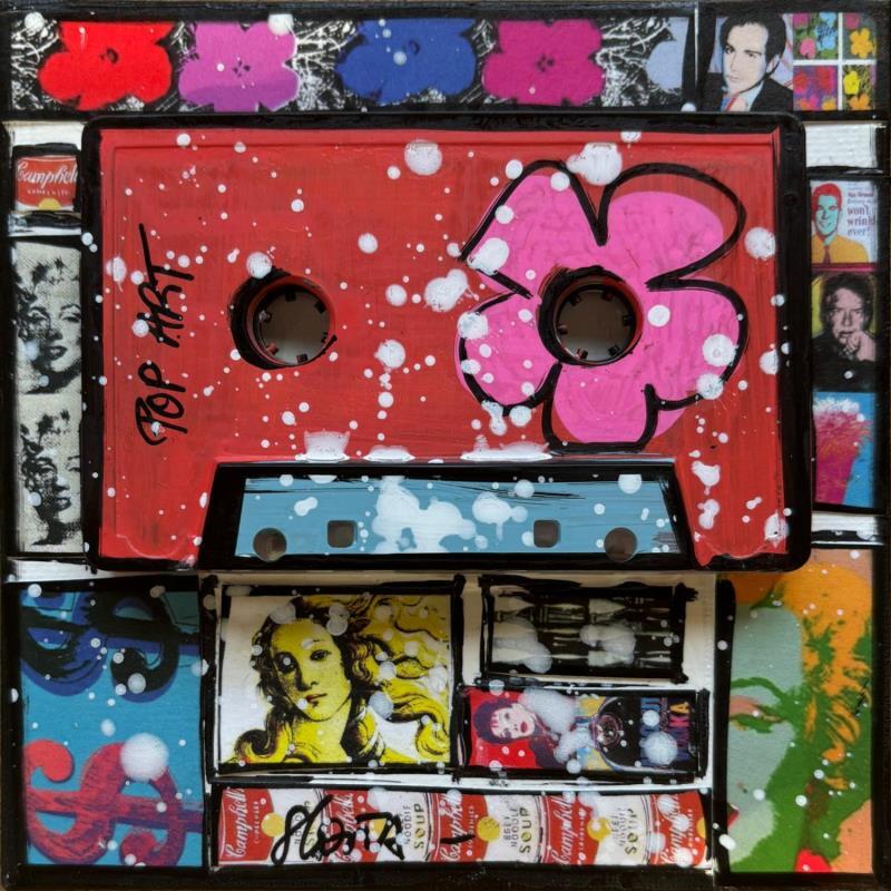 Painting POP K7  (rouge) by Costa Sophie | Painting Pop-art Pop icons Acrylic Gluing Upcycling