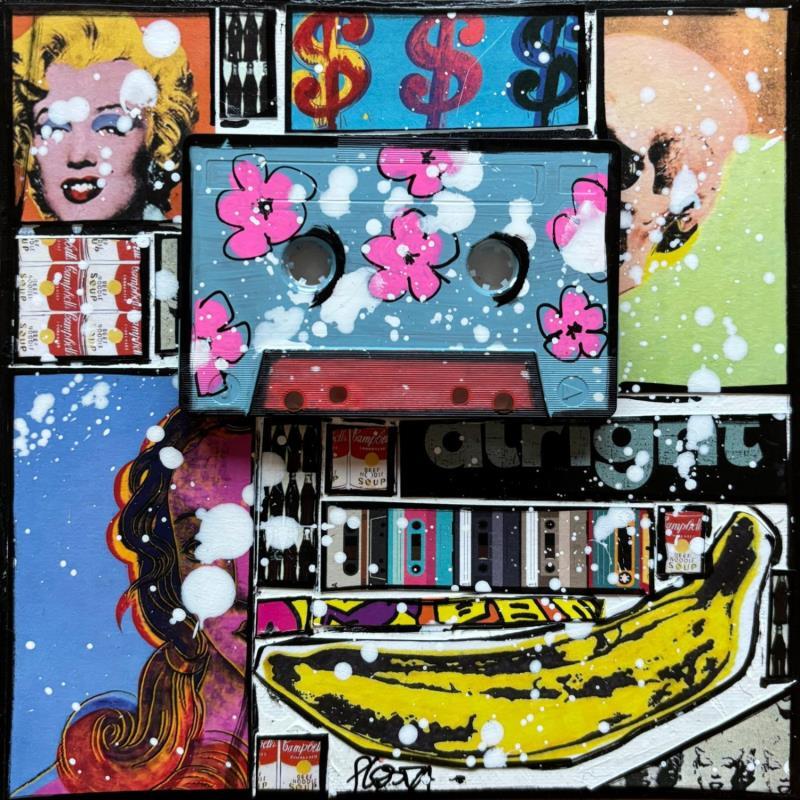 Painting POP K7 (light blue) by Costa Sophie | Painting Pop-art Acrylic, Gluing, Upcycling Pop icons