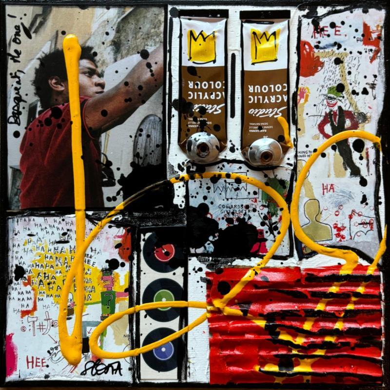 Painting Basquiat, the one ! by Costa Sophie | Painting Pop-art Pop icons Acrylic Gluing Upcycling