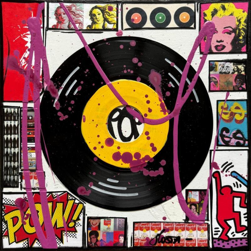 Peinture POP VINYLE (yellow) par Costa Sophie | Tableau Pop-art Icones Pop Acrylique Collage Upcycling