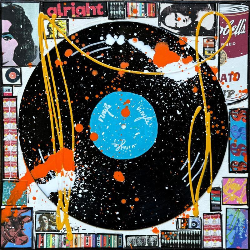 Painting POP VINYLE (alright) by Costa Sophie | Painting Pop-art Pop icons Acrylic Gluing Upcycling