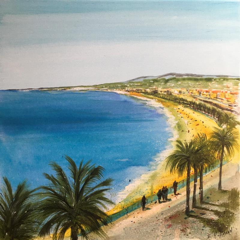 Painting Nice Promenade des Anglais by Hoffmann Elisabeth | Painting Figurative Watercolor Urban