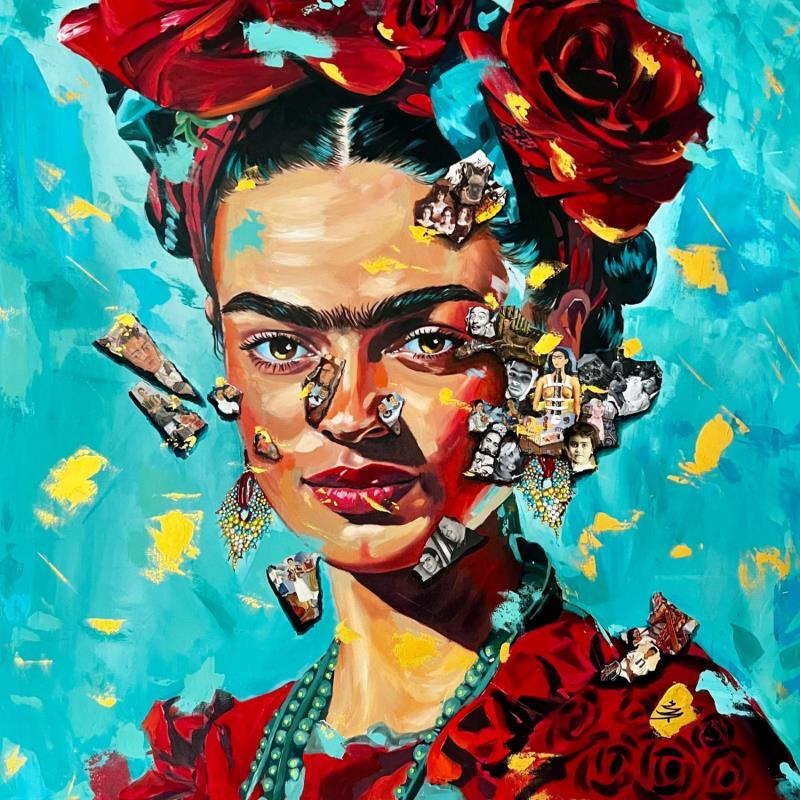 Painting Frida Kahlo by Caizergues Noël  | Painting Pop-art Acrylic, Gluing Pop icons