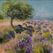 Peinture Les lavandes en bordure du chemin par Daniel | Tableau Impressionnisme Paysages Huile