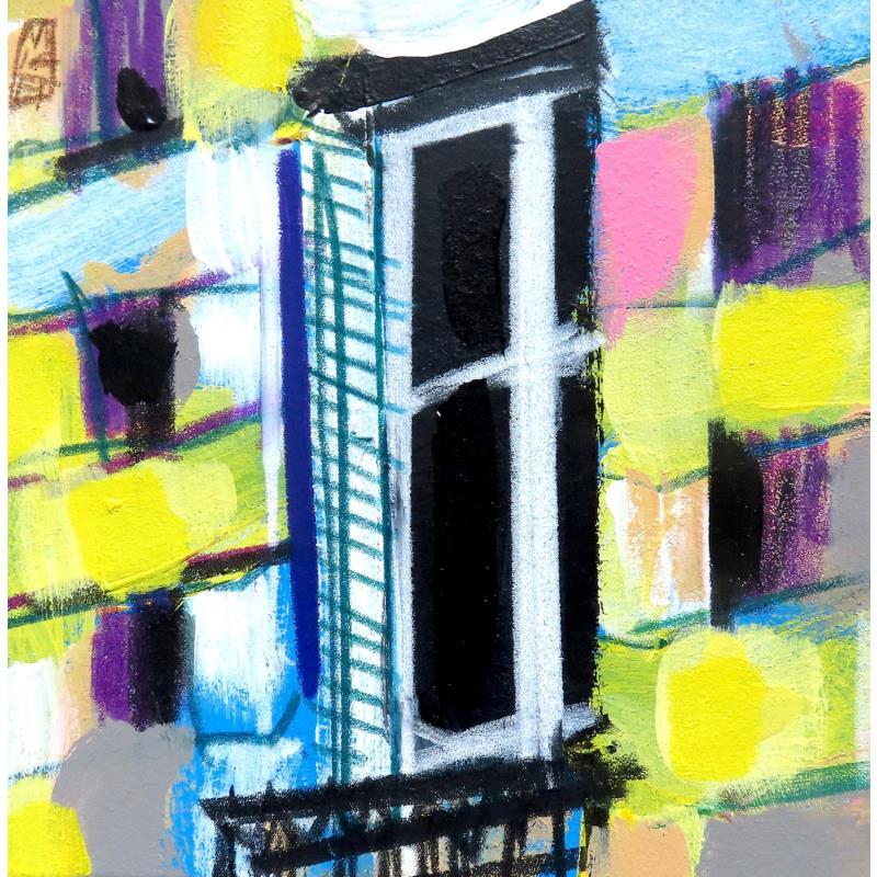 Painting Nuit fleurie by Anicet Olivier | Painting Figurative Urban Architecture Acrylic Pastel