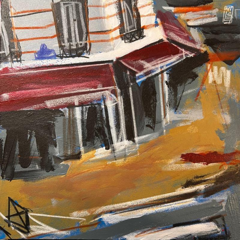Painting En bas des rires appellent à la fête by Anicet Olivier | Painting Figurative Acrylic, Pastel Architecture, Urban