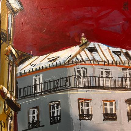 Painting Escapade sur le zinc by Anicet Olivier | Painting Figurative Acrylic, Pastel Architecture, Urban