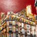 Painting En haut on boit, on mange et rit by Anicet Olivier | Painting Figurative Urban Architecture Acrylic Pastel