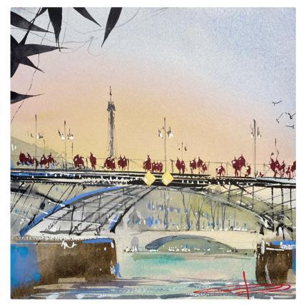 Gemälde Ponts des Arts von Bailly Kévin  | Gemälde Figurativ Aquarell, Tinte Architektur, Pop-Ikonen, Urban