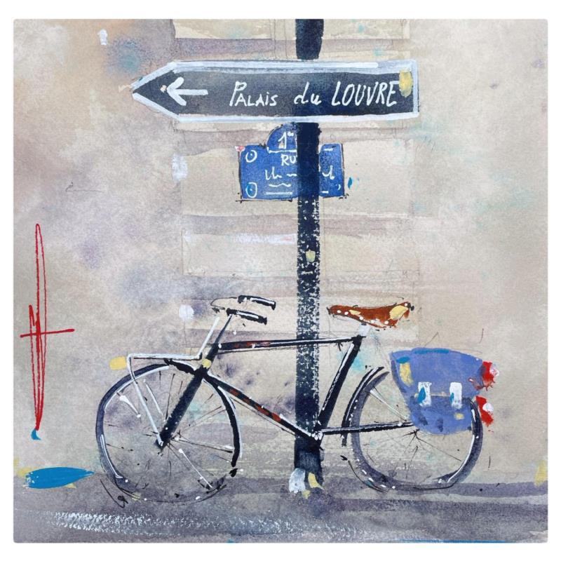 Painting Vélo de Paris by Bailly Kévin  | Painting Figurative Ink, Watercolor Architecture, Pop icons, Urban