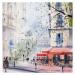 Peinture Café la Halte de Paris  par Bailly Kévin  | Tableau Figuratif Urbain Architecture Aquarelle Encre