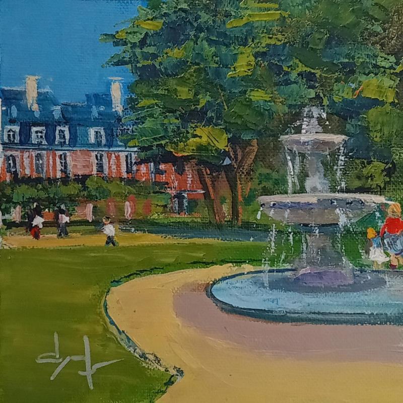 Painting Promenade  place  des  Vosges  à  Paris  by Degabriel Véronique | Painting Realism Urban Life style Oil