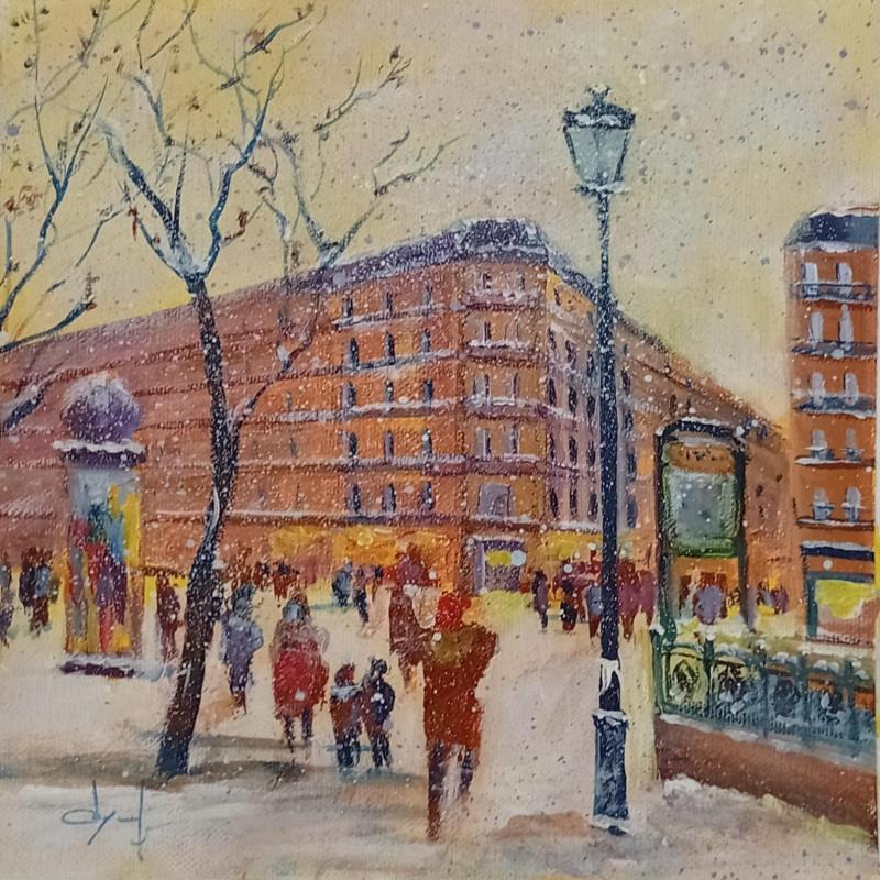 Painting Neige sur les grands boulevards à Paris  by Degabriel Véronique | Painting Realism Oil Landscapes, Life style, Pop icons, Urban