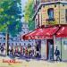 Painting TERRASSE ILE SAINT LOUIS A PARIS by Euger | Painting Figurative Society Urban Life style Acrylic