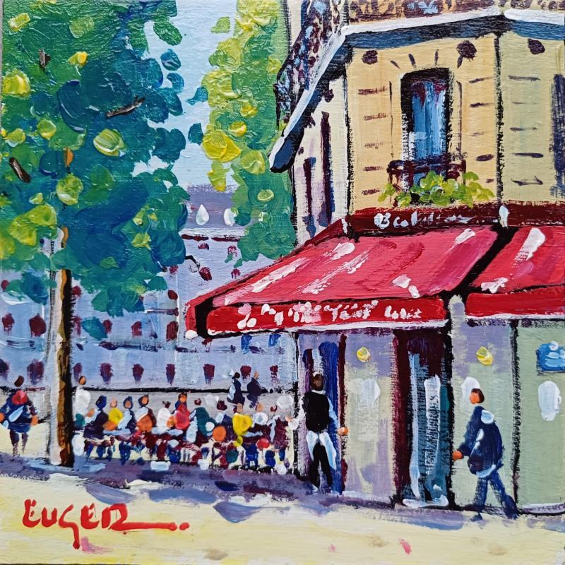 Painting TERRASSE ILE SAINT LOUIS A PARIS by Euger | Painting Figurative Society Urban Life style Acrylic