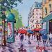 Painting PLUIE BOULEVARD HAUSSMANN A PARIS by Euger | Painting Figurative Society Urban Life style Acrylic