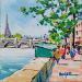 Painting LA SEINE RIVE DROITE A PARIS by Euger | Painting Figurative Landscapes Urban Life style Acrylic