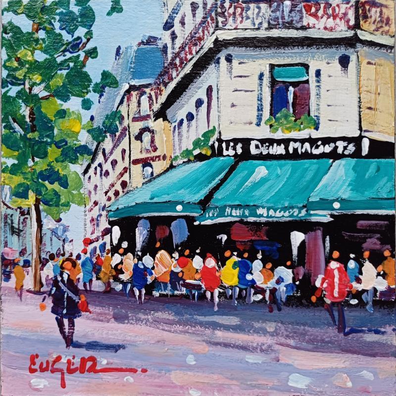 Painting LES DEUX MAGOTS A PARIS by Euger | Painting Figurative Society Urban Life style Acrylic