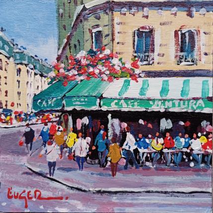 Painting TERRASSE RUE DES MARTYRS A PARIS by Euger | Painting Figurative Acrylic Life style, Society, Urban