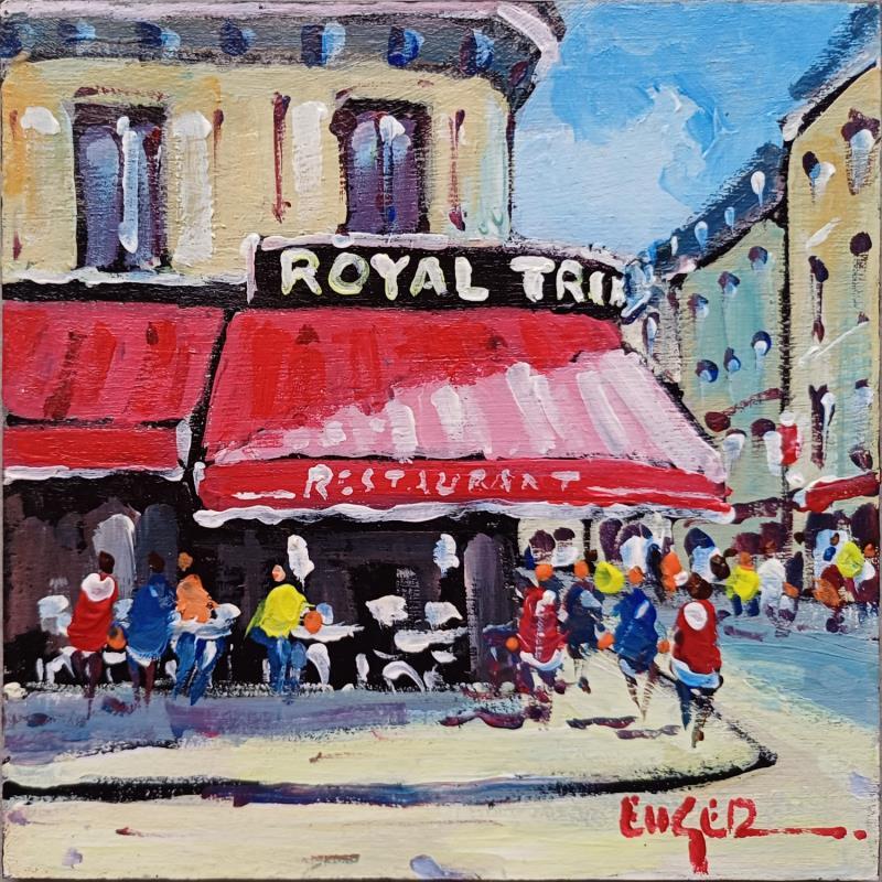 Painting TERRASSE RUE SAINT LAZARE by Euger | Painting Figurative Society Urban Life style Acrylic