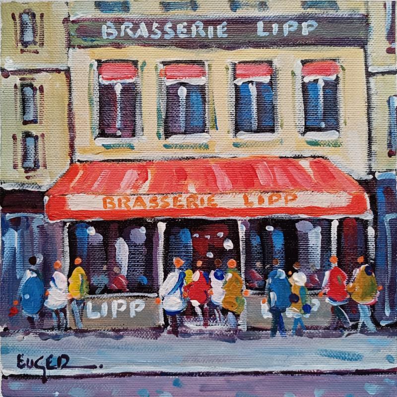 Painting BOULEVARD SAINT GERMAIN, BRASSERIE LIPP by Euger | Painting Figurative Society Urban Life style Acrylic