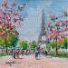 Painting PRINTEMPS A LA TOUR EIFFEL by Euger | Painting Figurative Society Landscapes Urban Acrylic