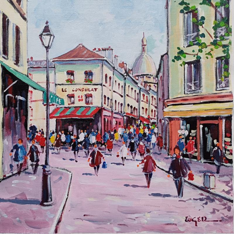 Painting RUE DES NORVINS A MONTMARTRE by Euger | Painting Figurative Society Urban Life style Acrylic