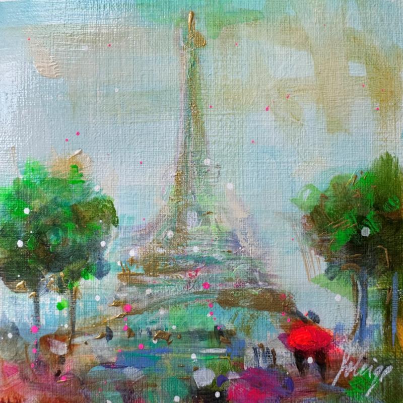 Peinture Panorama parisien par Solveiga | Tableau Figuratif Architecture Acrylique