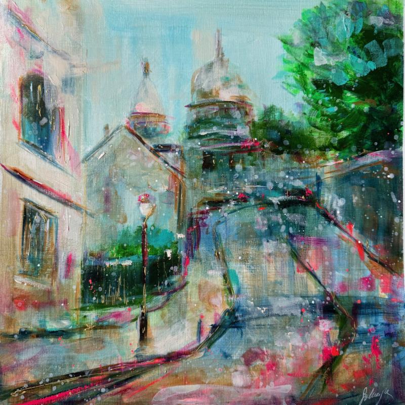 Painting Montmartre Autumn by Solveiga | Painting Figurative Architecture Acrylic