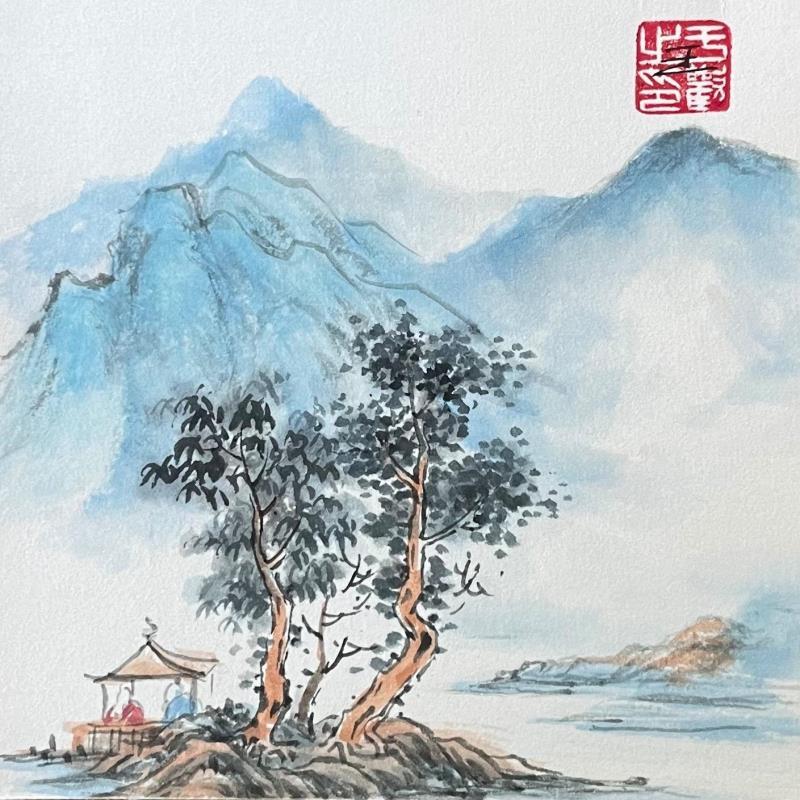 Painting Lake Side by Yu Huan Huan | Painting Figurative Ink Landscapes