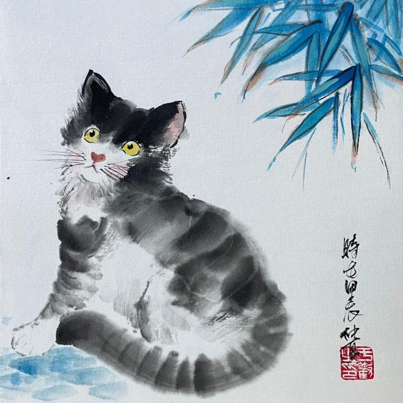 Peinture Kitten par Yu Huan Huan | Tableau Figuratif Animaux Encre