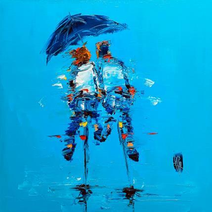 Peinture Sous ton Parapluie par Raffin Christian | Tableau Figuratif Huile Scènes de vie