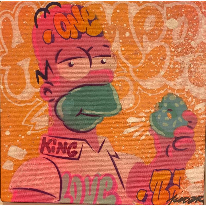 Gemälde HOMER DONUT POP von Kedarone | Gemälde Pop-Art Pop-Ikonen Graffiti Acryl