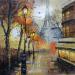 Peinture La Lluvia en Paris par Rodriguez Rio Martin | Tableau Impressionnisme Urbain Huile