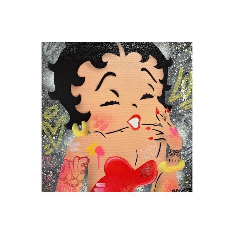 Peinture Betty Boop Smile par Kedarone | Tableau Pop-art Icones Pop Graffiti Acrylique