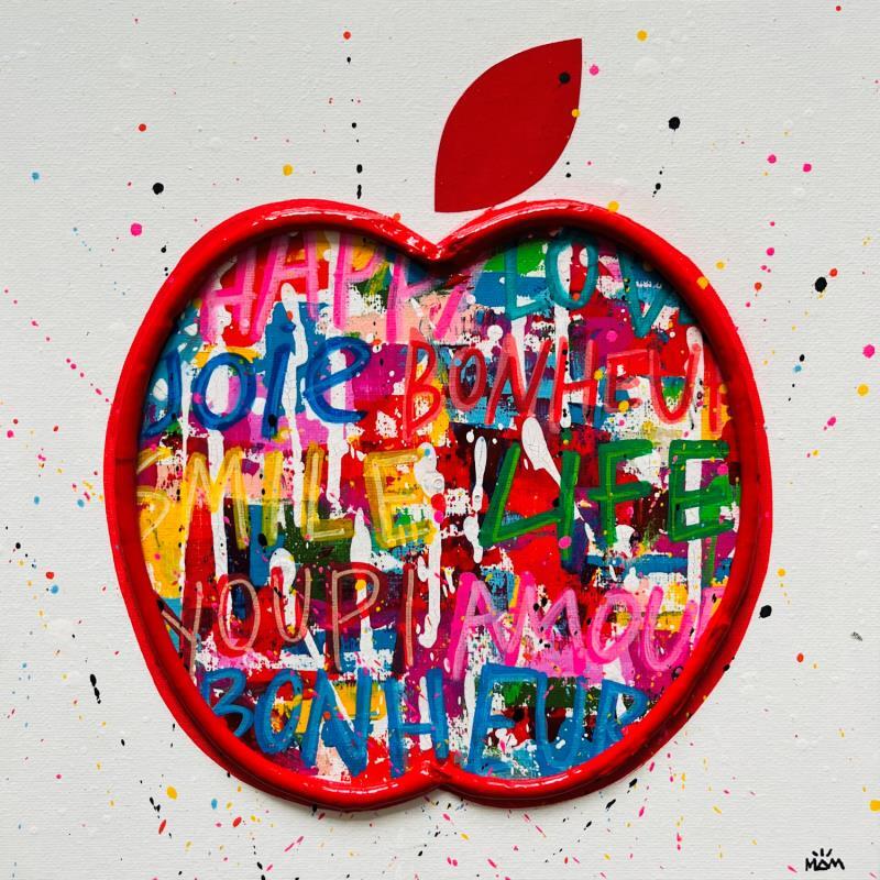 Peinture RED APPLE par Mam | Tableau Pop-art Société Icones Pop Natures mortes Acrylique