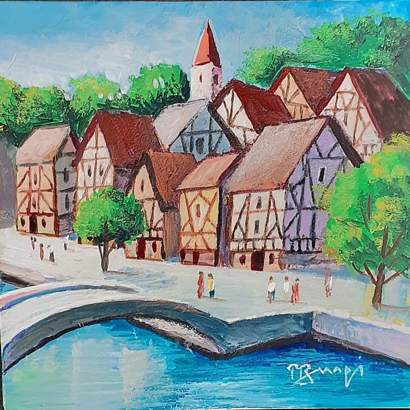 Painting AQ97 ALSACE by Burgi Roger | Painting Figurative Urban Marine Architecture Acrylic