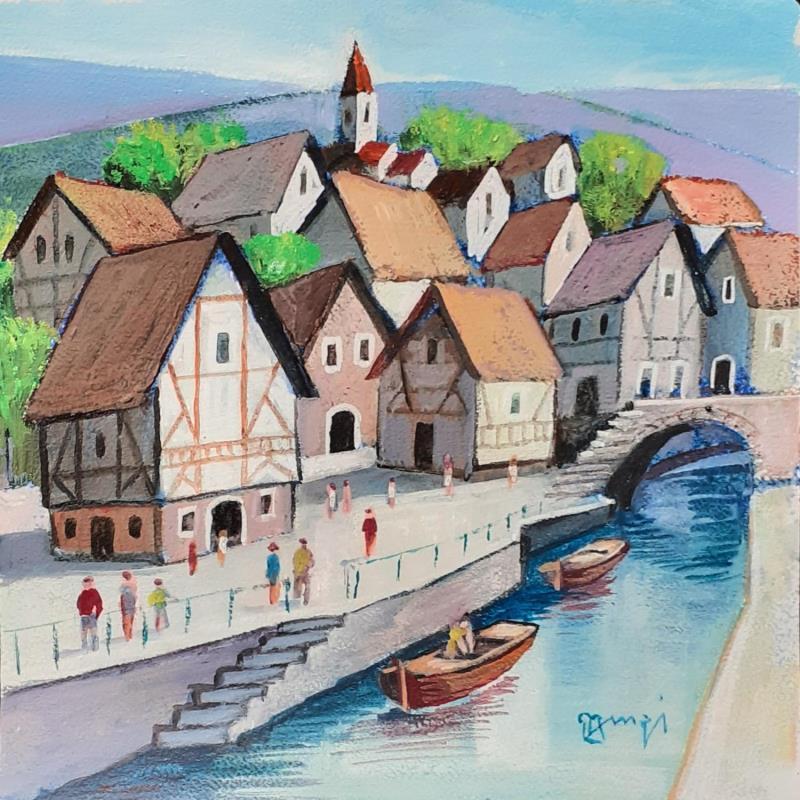 Gemälde AQ126 LES DEUX BATEAUX von Burgi Roger | Gemälde Figurativ Urban Marine Architektur Acryl