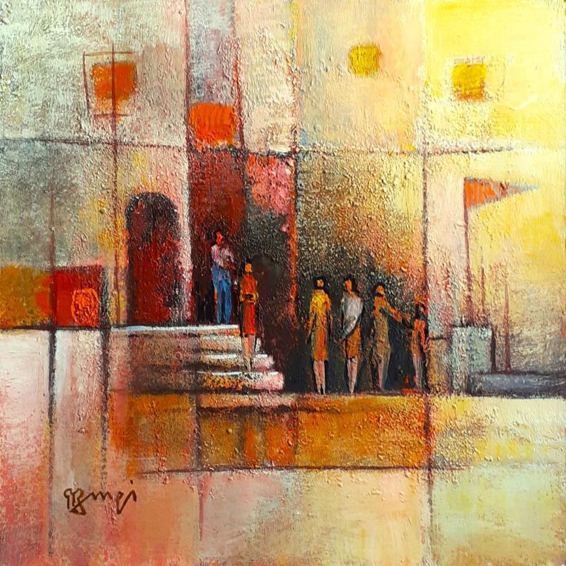 Gemälde AK103 LES MARCHES  von Burgi Roger | Gemälde Figurativ Acryl Alltagsszenen, Urban